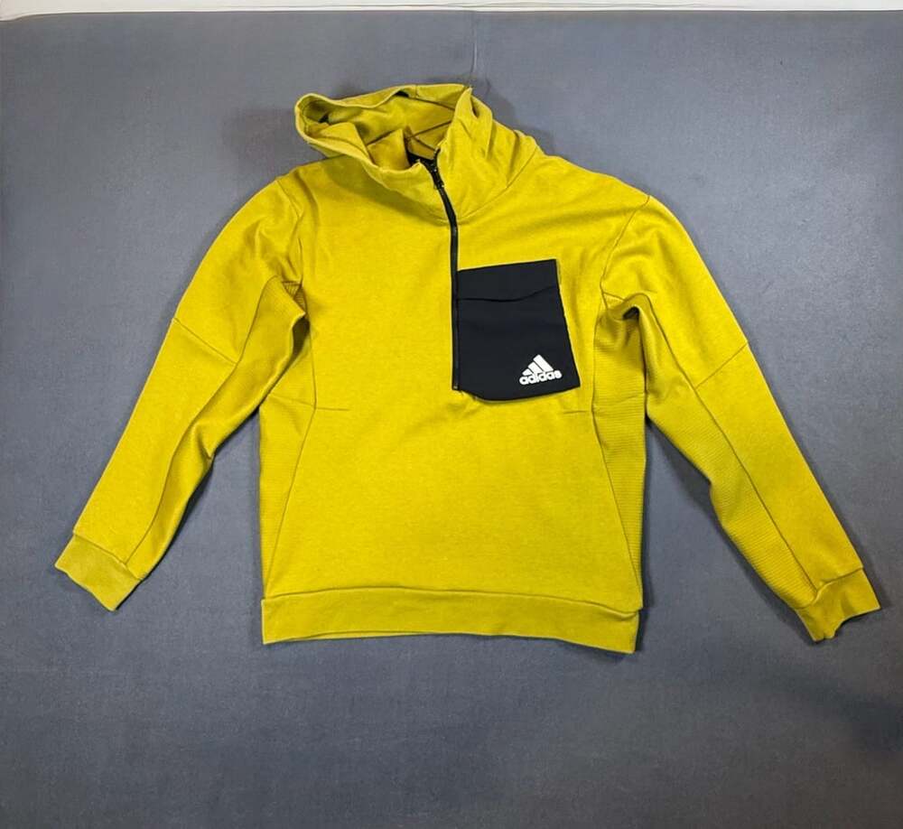 Adidas Pullover Hoodie Half Zip Black Pocket Athletic Sweatshirt Medium